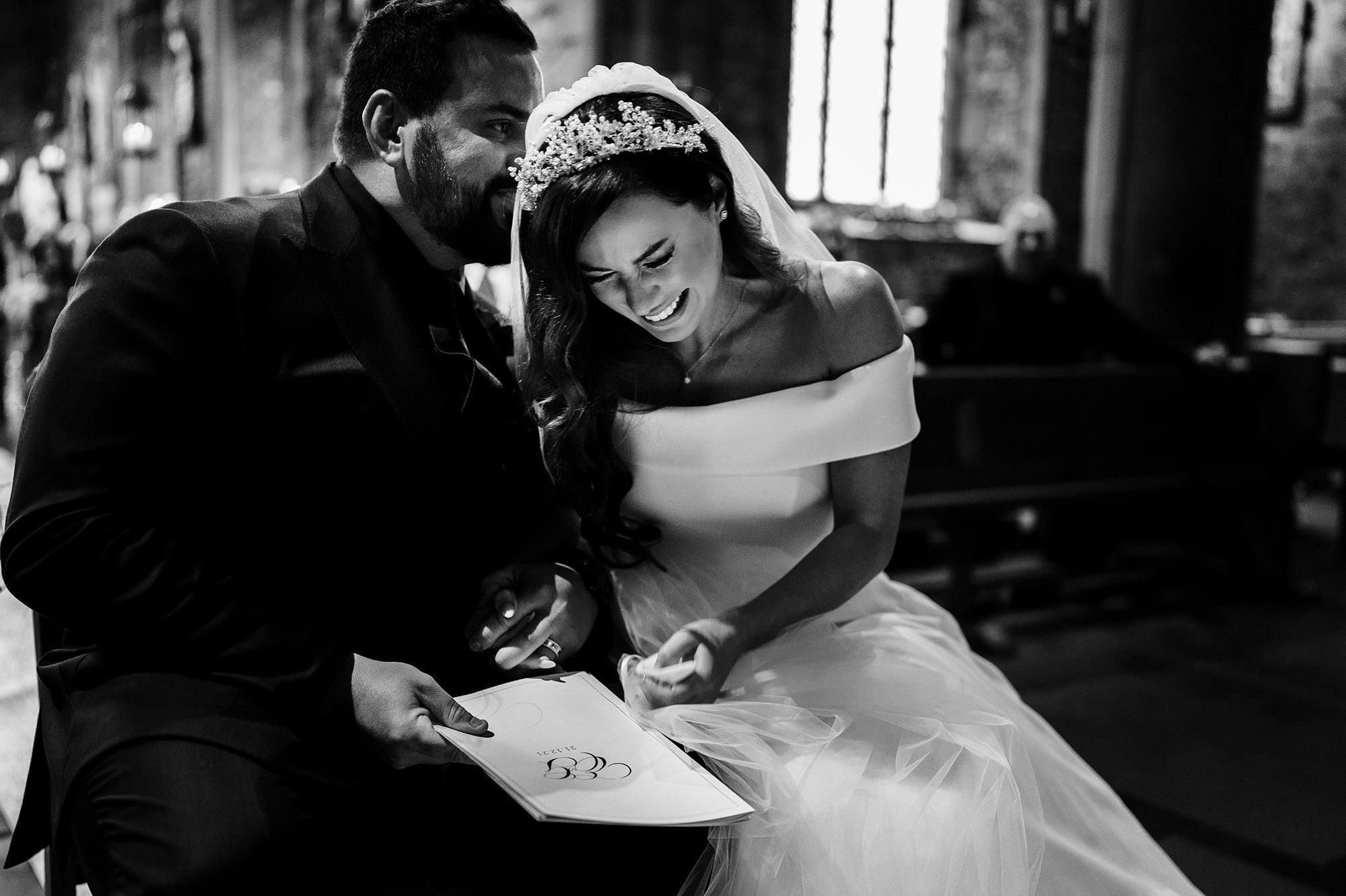 Bride photographed in an elegant but candid wedding moment