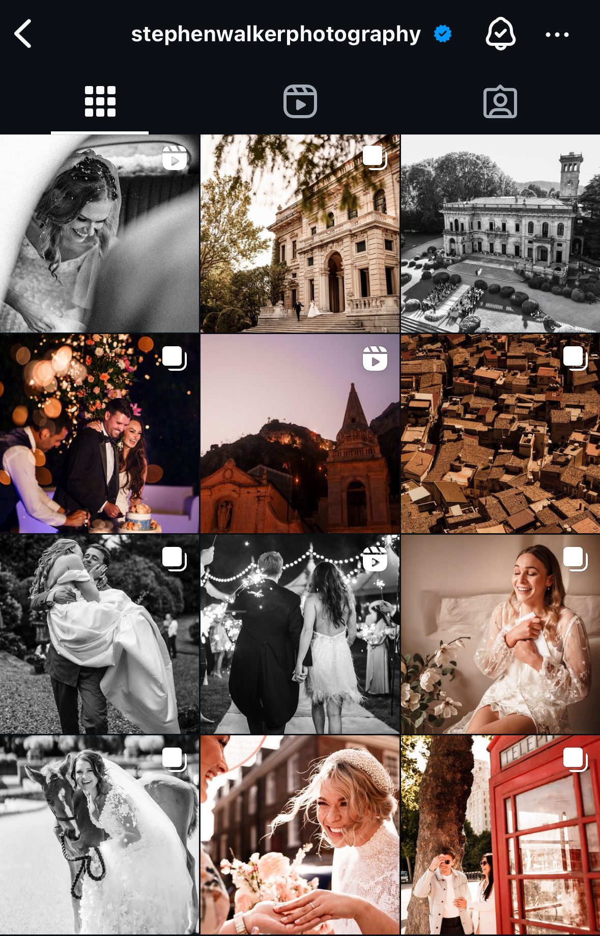 Wedding photography Instagram highlights showing relaxed couples