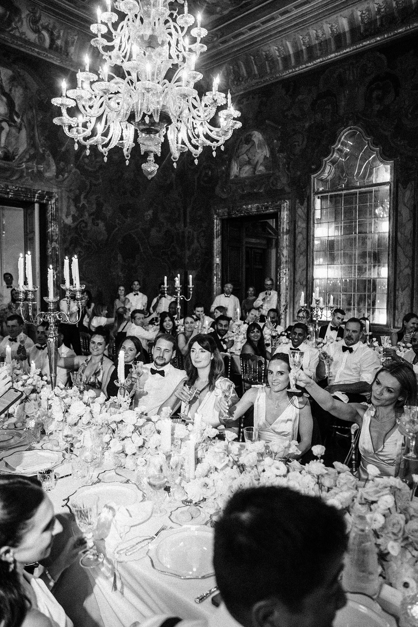 guest having dinner at lake como wedding