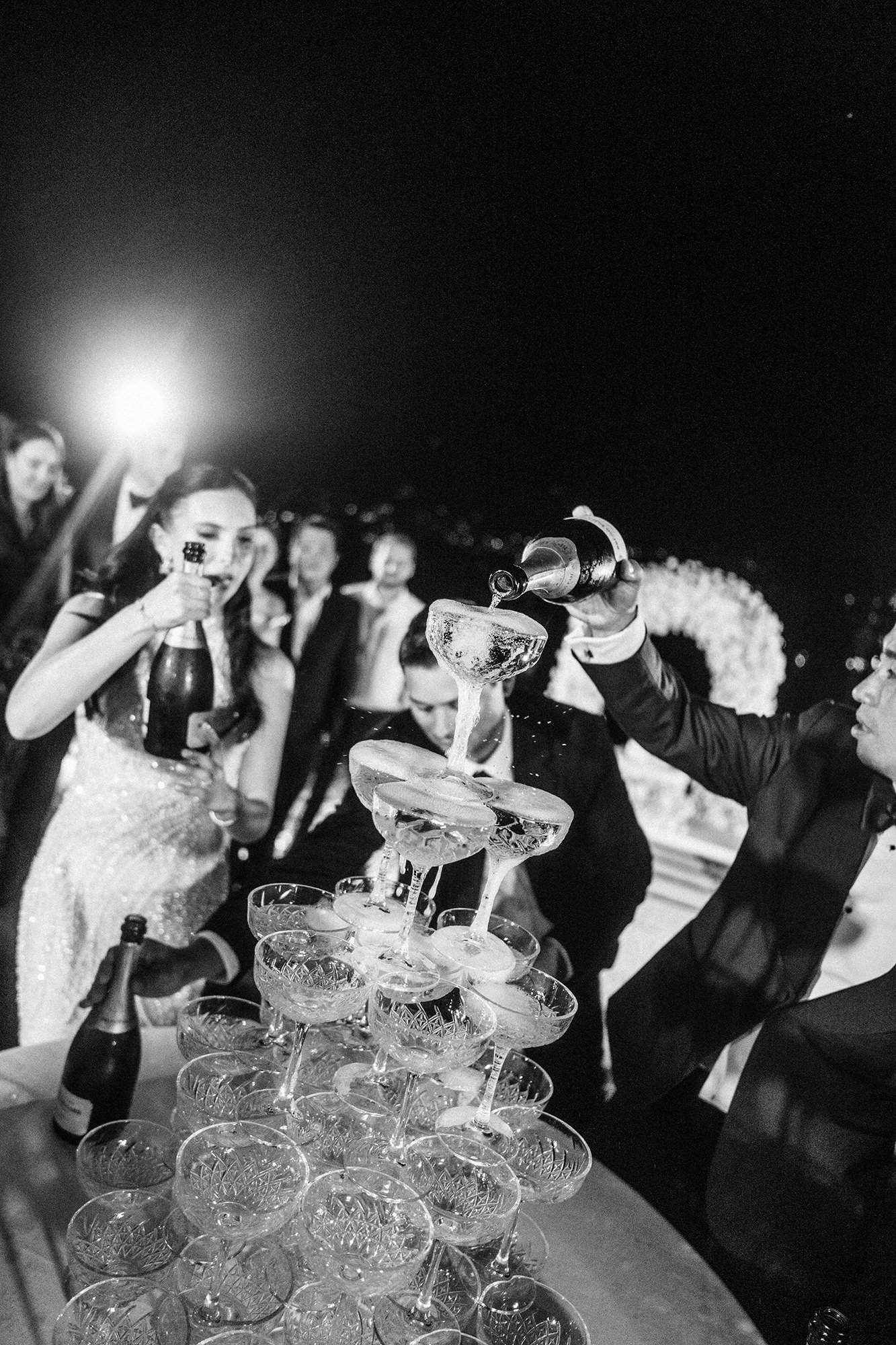 Guests watching the evening celebrations at Villa Erba